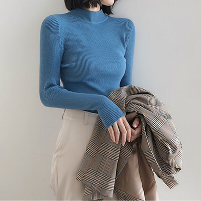 ABRINI Jesenski ženski uski pulover s lažnim izrezom dugih rukava Topla pletenina Puloveri Zimski jednobojni donji dio TRAF Ženski pulover 2023.