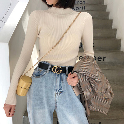 ABRINI Jesenski ženski uski pulover s lažnim izrezom dugih rukava Topla pletenina Puloveri Zimski jednobojni donji dio TRAF Ženski pulover 2023.