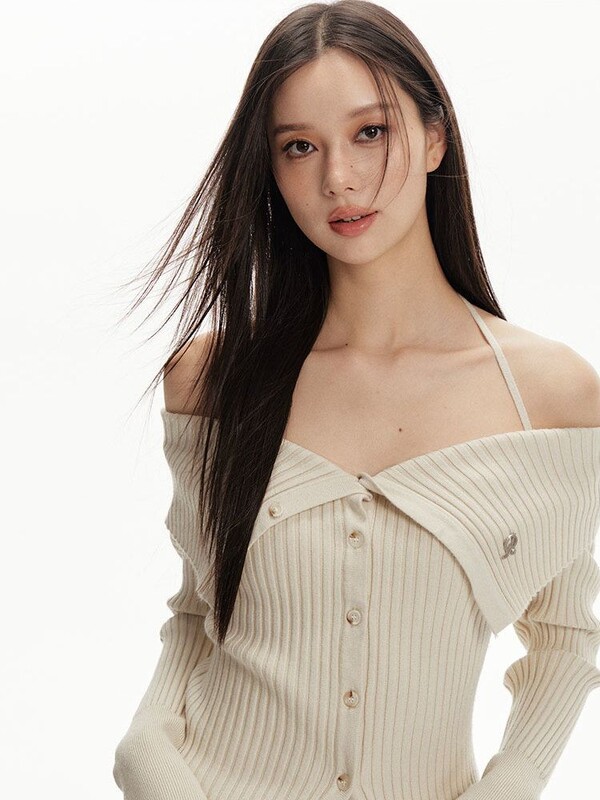 Cardigane de toamnă cu gât dezactivat pentru femei, Y2k, estetic, subțire, vintage, grunge, pulovere, la modă, bandaj, tricotaj cu șalter pentru femei