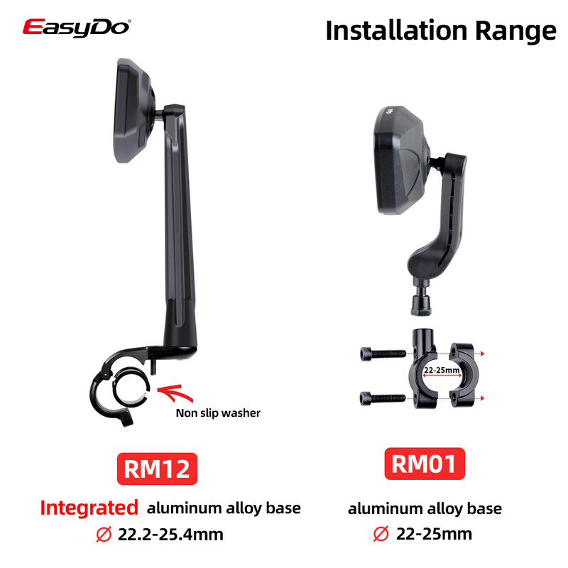 Oglindă retrovizoare pentru ghidon de bicicletă EasyDo, universală, reglabilă, pentru scuter stânga, oglindă pentru bicicletă electronică, gamă largă de ciclism