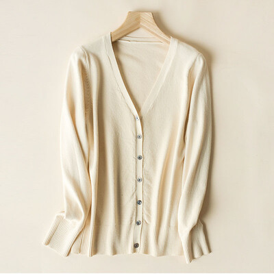 Ženski kardigani Jesen Zima 2023. Jednoredno kopčanje Pleteni džemper s V-izrezom Proljetna modna kratka pletenina Jednobojni džemper