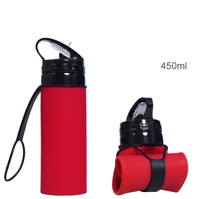 Ārā saliekama krūze Sporta silikona ūdens pudele Velosipēda izjādes ūdens pudele