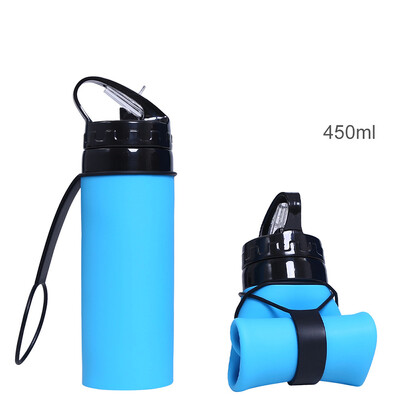 Ārā saliekama krūze Sporta silikona ūdens pudele Velosipēda izjādes ūdens pudele