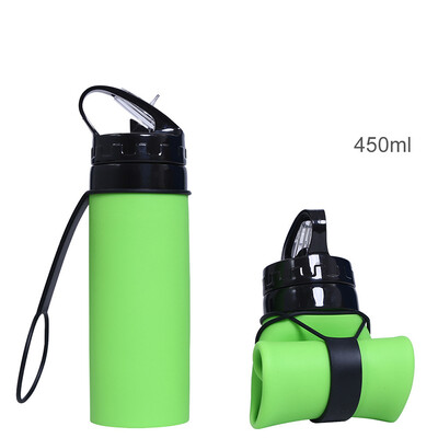 Ārā saliekama krūze Sporta silikona ūdens pudele Velosipēda izjādes ūdens pudele