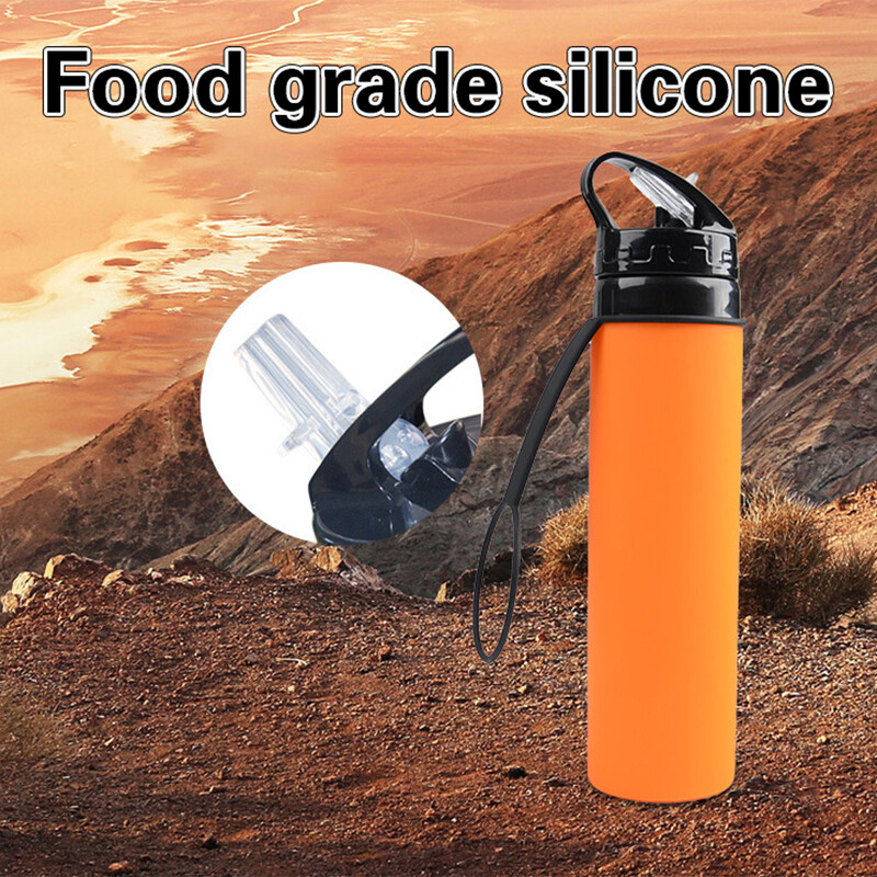 Ārā saliekama krūze Sporta silikona ūdens pudele Velosipēda izjādes ūdens pudele