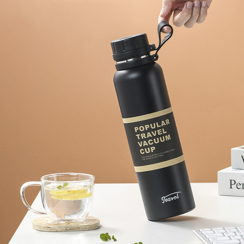 650/850/1100 ml nerūsējošā tērauda vakuuma kolba termosa velosipēda ūdens pudele āra sporta ceļojumu termiskā kauss liela ietilpība