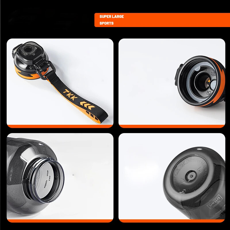 TKK 1500ml Αθλητικό μπουκάλι νερού Υλικό Tritan χωρίς BPA με άχυρο Βραστήρας γυμναστικής εξωτερικού χώρου Κύπελλο μεγάλης χωρητικότητας