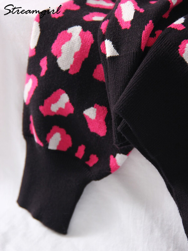 Jesenski pulover s leopard uzorkom Ženski modni ženski džemper 2024. Crni topli puloveri Leopard pletenina Uski džemperi za žene Novo