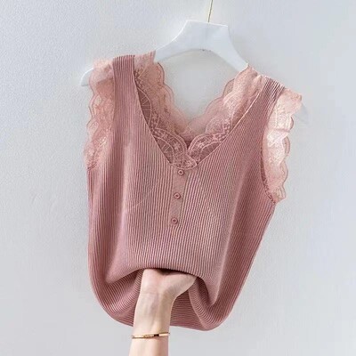 Ice Camisole Sieviešu Vasaras Lielizmēra Tops Modes Savienojami Mežģīnes T-krekls Trikotāžas Sieviešu Tops