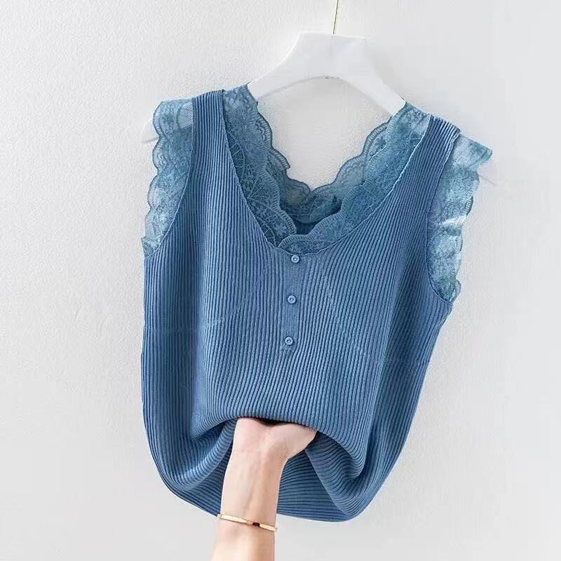 Ice Camisole Sieviešu Vasaras Lielizmēra Tops Modes Savienojami Mežģīnes T-krekls Trikotāžas Sieviešu Tops