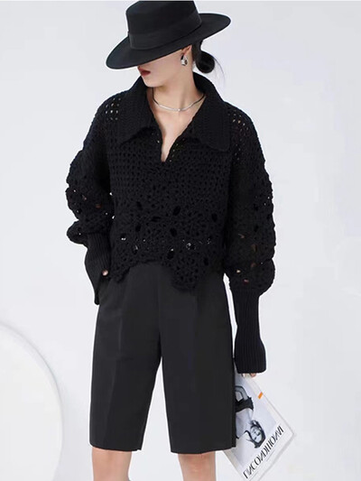 Rudens vintage atloks, tamborēti, apgriezti džemperi