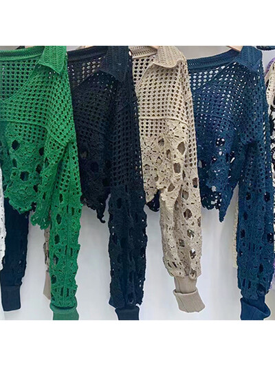 Rudens vintage atloks, tamborēti, apgriezti džemperi