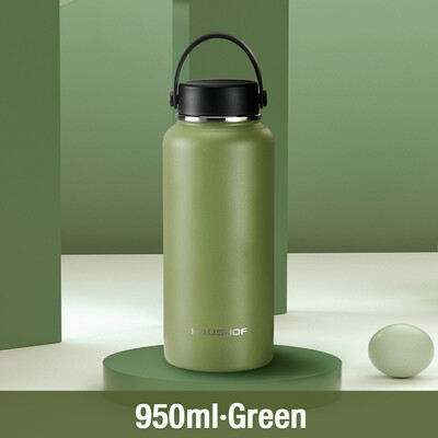 HAUSHOF 950ml/32oz Μπουκάλι Νερού από ανοξείδωτο ατσάλι με διπλό τοίχωμα μονωμένο κενό για υπαίθρια αθλητική κούπα με καπάκι Μπουκάλι νερού αυτοκινήτου