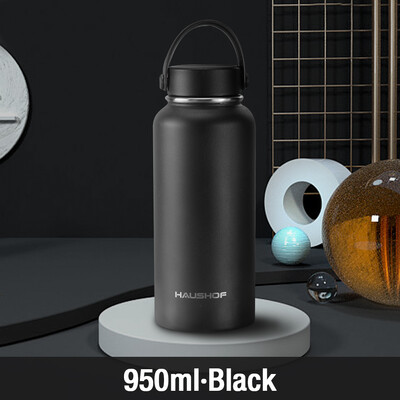 HAUSHOF 950ml/32oz Μπουκάλι Νερού από ανοξείδωτο ατσάλι με διπλό τοίχωμα μονωμένο κενό για υπαίθρια αθλητική κούπα με καπάκι Μπουκάλι νερού αυτοκινήτου