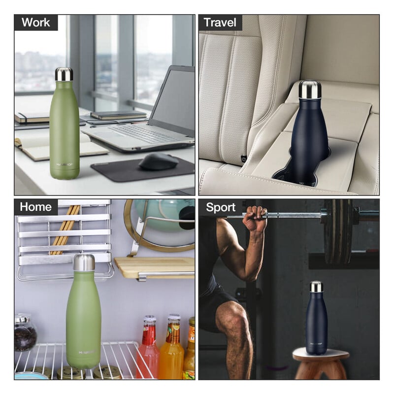 HAUSHOF 350/500 ml nerūsējošā tērauda ūdens pudele ar dubultsienu izolāciju vakuuma āra ceļojumu kafijas krūze ar vāku automašīnas ūdens pudele