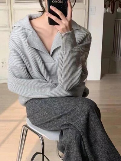 Tricotaj de damă Pulovere de bază, caldă, vintage, verde, tricotat, supradimensionat, gros, largi, alb, pulover pentru femei 2024