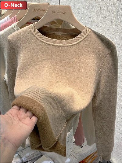 Sieviešu džemperis ar biezu bruņurupuču apkakli, tievs trikotāžas džemperis, jauns silts plīša, samta odere Trikotāžas džemperi, džemperi, ikdienišķas poleras