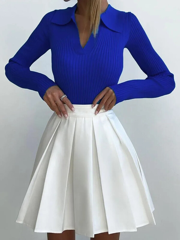 Pulover de primăvară pentru femei Bluză tricotată Topuri cu mânecă lungă Pulover pentru femeie cu guler polo Pulover subțire de culoare solidă pentru femei 2024 Tricoturi