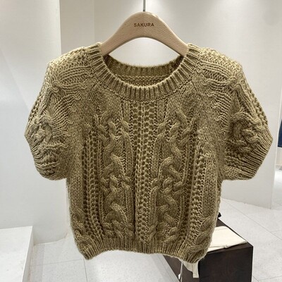 Pletena odjeća Skraćeni puloveri za žene kratkih rukava s O-izrezom Pull Femme 2023 Ropa Mujer Ležerni modni pleteni pulover Y2k Topovi