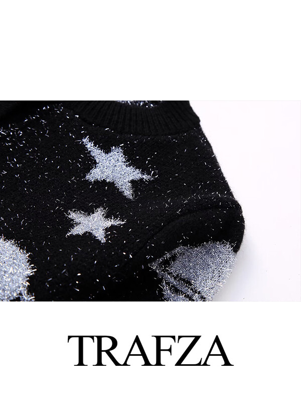 TRAFZA 2023 Cardigan cu mânecă lungă cu nervuri Tricoturi pentru femei Cardiganuri decupate negre Femei Pulover tricotat metalic Cardigan pentru femei