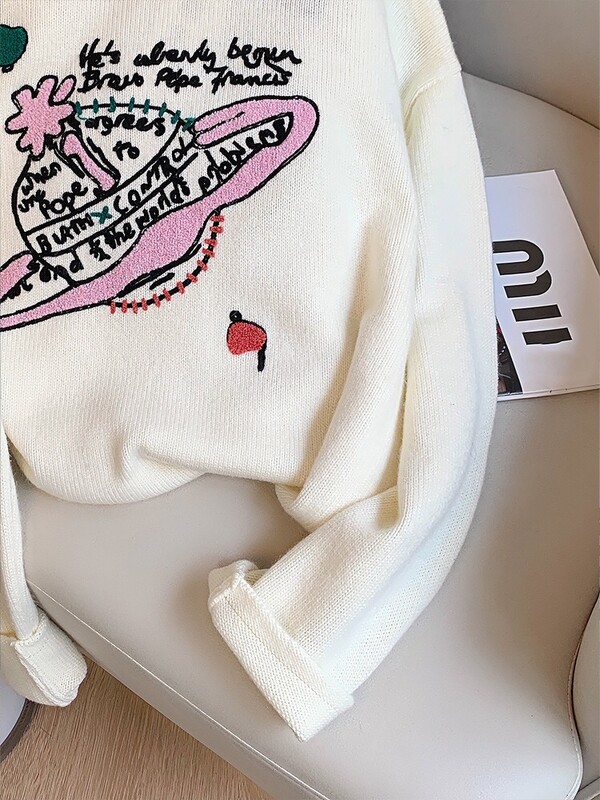 Pulover cu mâneci lungi cu mâneci lungi, cu design de lux Saturn, tricot, pentru femei, tricotaje, îmbrăcăminte exterioară pentru femei