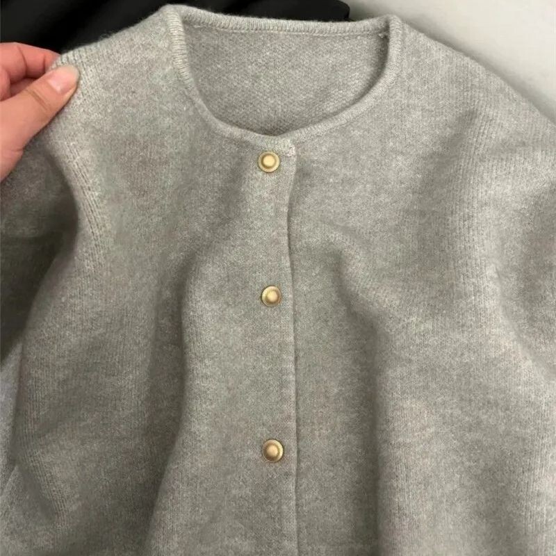 Limiguyue korejski pleteni kardigan s okruglim izrezom proljeće jesen ležerni široki vuneni pulover dugih rukava za žene višenamjenska pletenina 071P