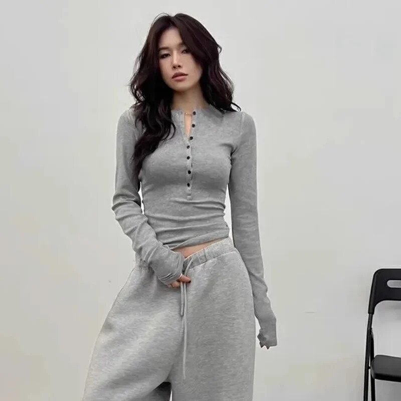 Vīna sarkana pogām uz augšu adīts džemperis sievietēm rudens ziemas ziemas, garām piedurknēm, šauras formas džemperis, 2024. gada ielu apģērbs, pamatīgs trikotāža