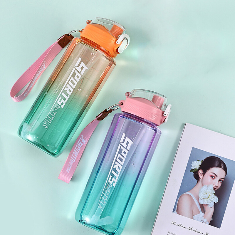 1000 ml kūno rengybos puodeliai nepralaidūs sportinio vandens butelio gradiento vandens puodeliai be BPA su talpos žyma, skirti važinėti dviračiais lauke