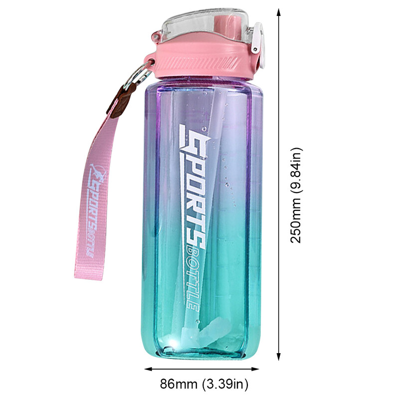 1000 ml kūno rengybos puodeliai nepralaidūs sportinio vandens butelio gradiento vandens puodeliai be BPA su talpos žyma, skirti važinėti dviračiais lauke
