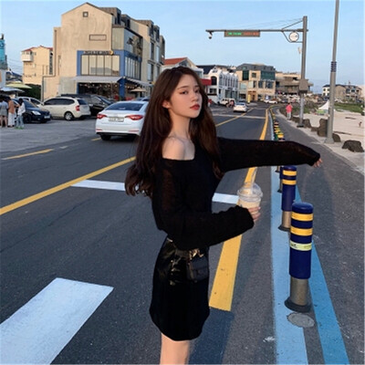 Jesenski ženski pleteni pulover Jednobojni moher pulover s V izrezom Slatki široki pleteni veste dugih rukava Džemperi na vuču Ženske majice