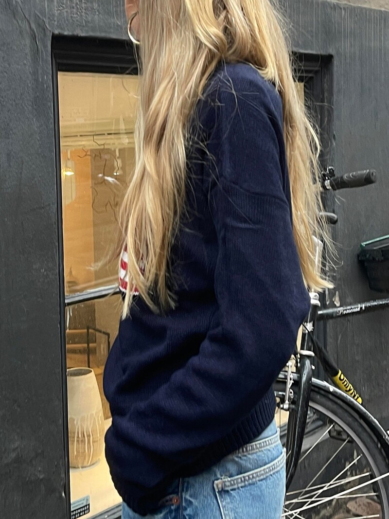 Tricoturi largi de toamnă pentru femei, cu imprimeu cu steagul Americii, cu mânecă lungă, cu gât rotund