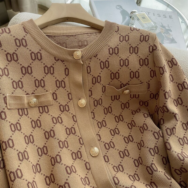 2023, nasturi noi, la modă, topuri largi, tricotaje de imprimare, toamnă, iarnă, cu mânecă lungă subțire, pulovere temperament, îmbrăcăminte pentru femei