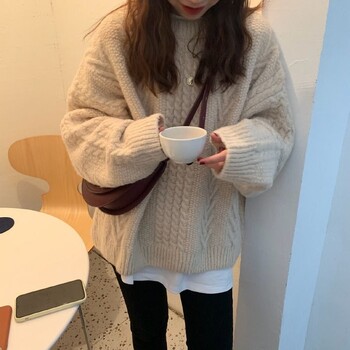 Пуловери Дамски Vintage Purple Harajuku Simple Ulzzang Модерен дамски трикотаж с дълъг ръкав Winter Fall Basic Femme Sweater Chic