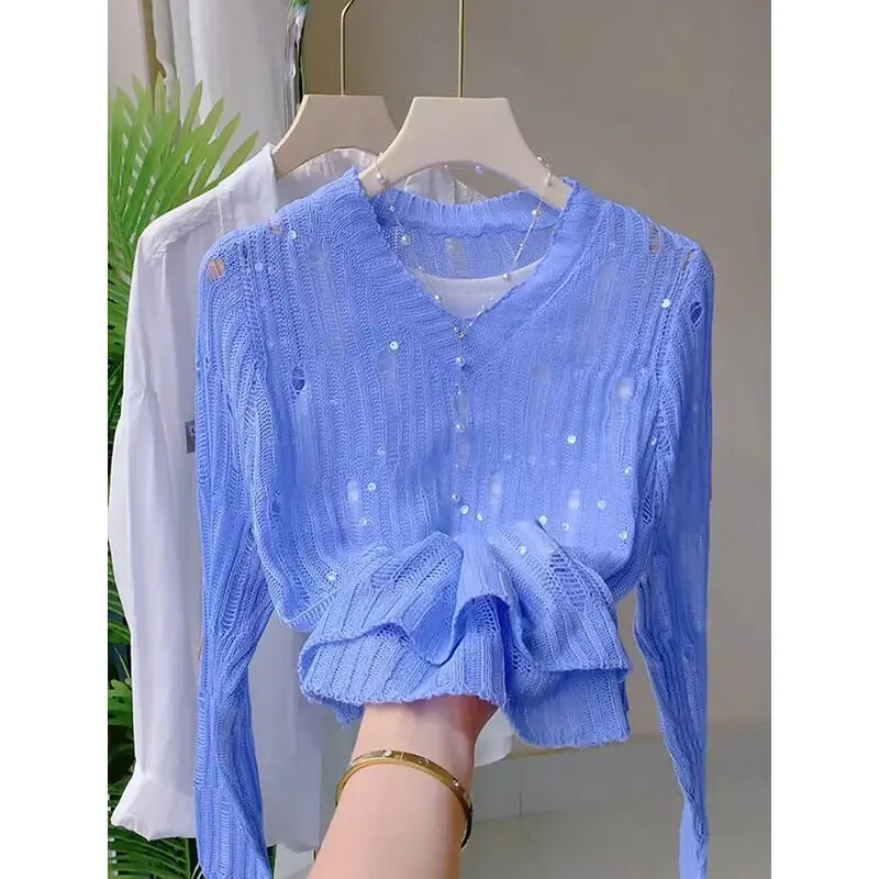 Rudens jauns, elegants sieviešu džemperis ar fliteriem, ar garām piedurknēm, moderns, izliekts trikotāžas džemperis, sieviešu plāns, ikdienas trikotāža 050P