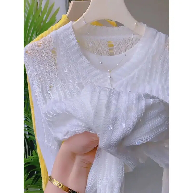 Rudens jauns, elegants sieviešu džemperis ar fliteriem, ar garām piedurknēm, moderns, izliekts trikotāžas džemperis, sieviešu plāns, ikdienas trikotāža 050P