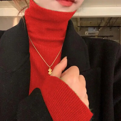 Ženski pulover Zimski kašmirski dolčevit Toplo pletivo Korejska ležerna jednobojna donja majica Modni pleteni puloveri Smeđi pulover