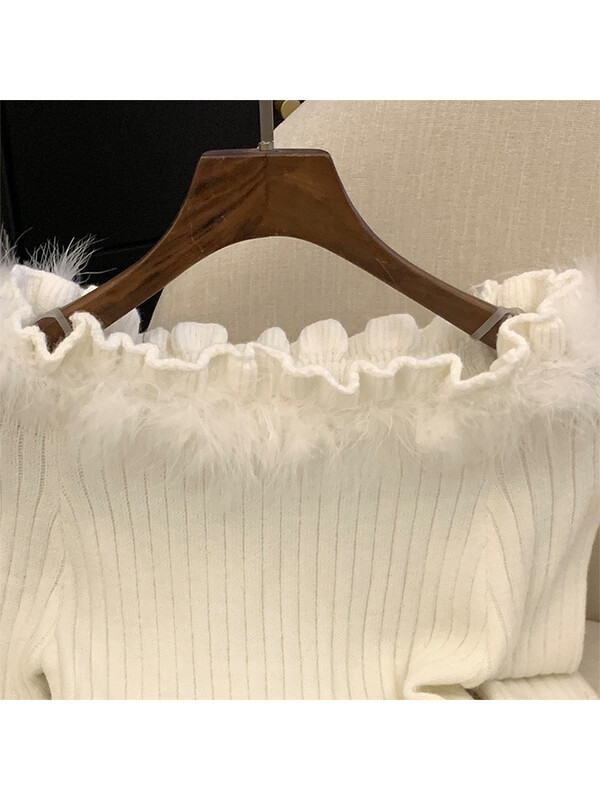 Rudens ziema sieviete Gjaru Mori Meitene korejiešu džemperis ar slīpu kakla džemperi ar garām piedurknēm Puloveri 2000. gadu estētiskā vintage trikotāža