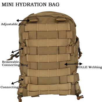 Mini Hydration Bag Tactical Backpack Water Bladder Carrier MOLLE Pouch Hunting Bag 500D Nylon Outdoor Sports