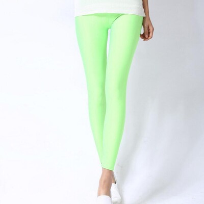 Neon Leggings Push Up Fitness Leggin Summer Workout Elastic Stretch Shiny Skinny Pantaloni Femei