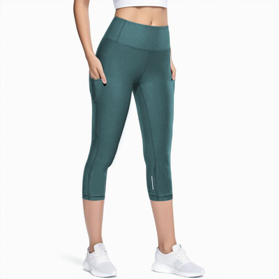 Pantaloni de yoga 3/4 pentru femei Pantaloni până la vițel Pantaloni capri cu uscare rapidă colanți sport pentru femei, fitness, yoga, sală, colanți cu talie înaltă