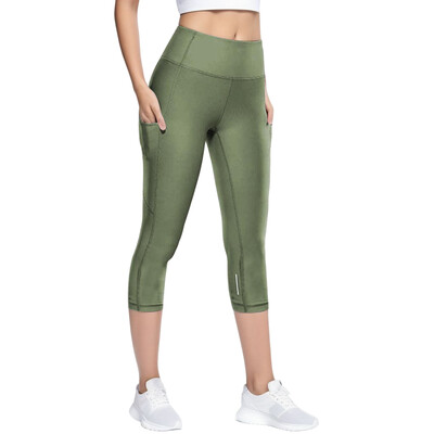Pantaloni de yoga 3/4 pentru femei Pantaloni până la vițel Pantaloni capri cu uscare rapidă colanți sport pentru femei, fitness, yoga, sală, colanți cu talie înaltă