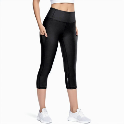 Pantaloni de yoga 3/4 pentru femei Pantaloni până la vițel Pantaloni capri cu uscare rapidă colanți sport pentru femei, fitness, yoga, sală, colanți cu talie înaltă