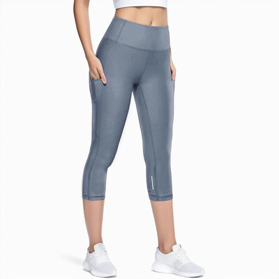Pantaloni de yoga 3/4 pentru femei Pantaloni până la vițel Pantaloni capri cu uscare rapidă colanți sport pentru femei, fitness, yoga, sală, colanți cu talie înaltă