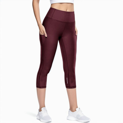 Pantaloni de yoga 3/4 pentru femei Pantaloni până la vițel Pantaloni capri cu uscare rapidă colanți sport pentru femei, fitness, yoga, sală, colanți cu talie înaltă