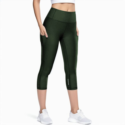 Pantaloni de yoga 3/4 pentru femei Pantaloni până la vițel Pantaloni capri cu uscare rapidă colanți sport pentru femei, fitness, yoga, sală, colanți cu talie înaltă