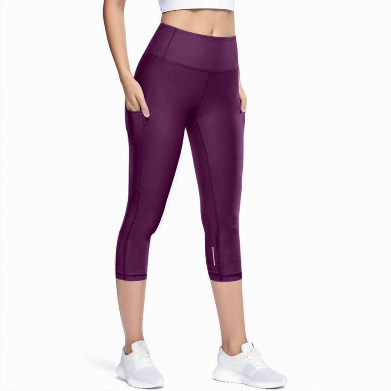 Pantaloni de yoga 3/4 pentru femei Pantaloni până la vițel Pantaloni capri cu uscare rapidă colanți sport pentru femei, fitness, yoga, sală, colanți cu talie înaltă