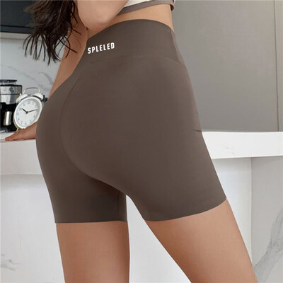 Pantaloni scurti de sport cu ridicare de șold de vară, cu buzunare, pentru femei, sală de fitness, ciclism, colanți push-up, pantaloni fără sudură cu talie înaltă