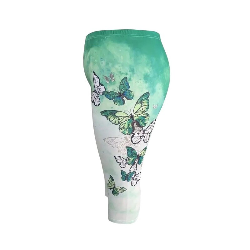 Uske ležerne tajice s rastezljivim elastičnim uzorkom leptira u struku, ženske kapri hlače