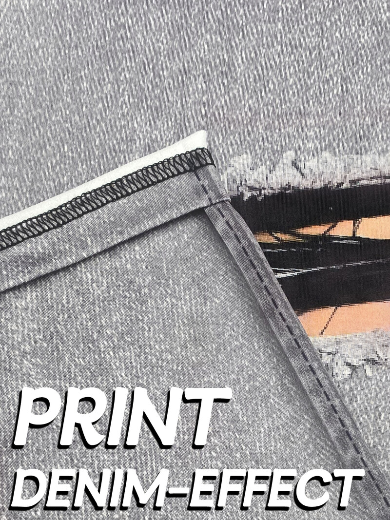 Liela izmēra sieviešu legingi, imitācijas džinsa apdruka, viltus atloku kabatas bikses raksts.