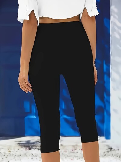 Jednostavne kapri tajice veće veličine Ležerne rastezljive tajice s elastičnim strukom za proljeće ljeto Ženska odjeća velikih veličina